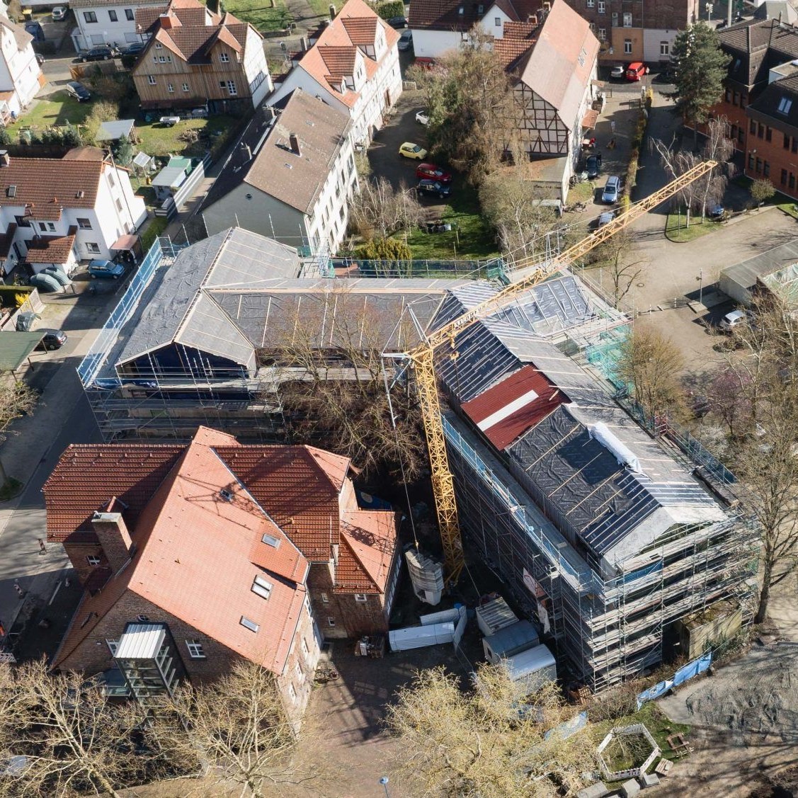 Blick von oben: Der denkmalgeschützte Hochbunker aus dem Zweiten Weltkrieg wird künftig als Kulturort genutzt.